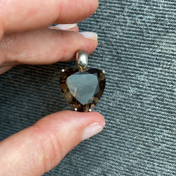 David Sigal Sterling &Smoky Quartz Heart Necklace - Picture 4 of 8